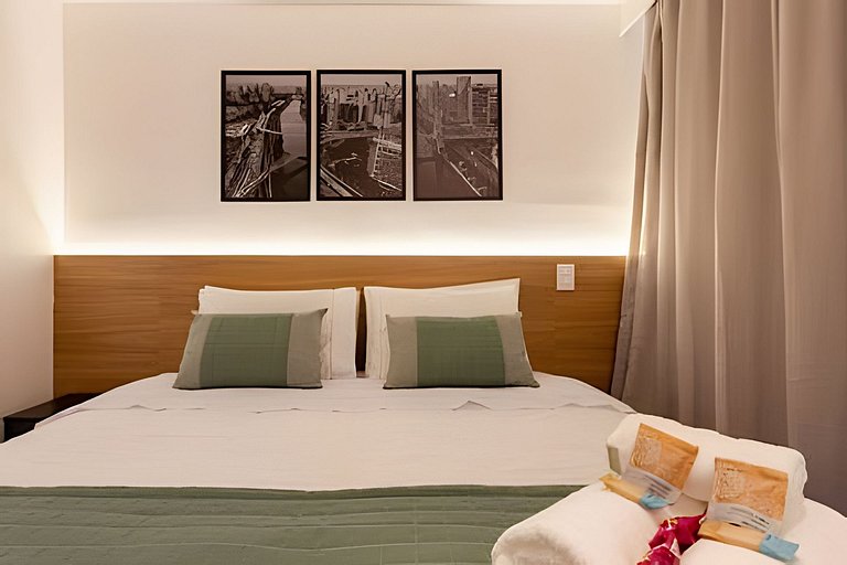 Studio com Cama Queen ao lado do Allianz Parque