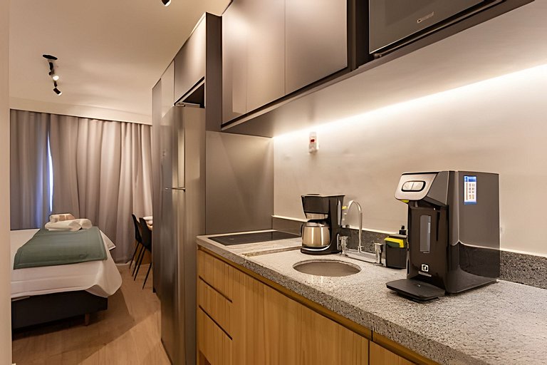 Studio com Cama Queen ao lado do Allianz Parque