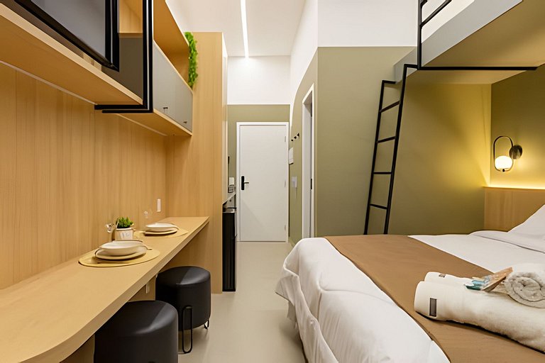 Loft Allianz Cama Queen e Duas Camas Solteiro