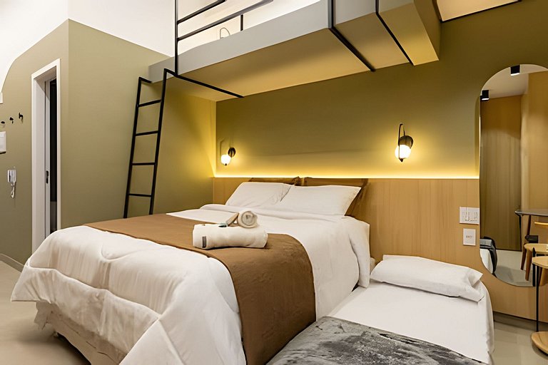 Loft Allianz Cama Queen e Duas Camas Solteiro