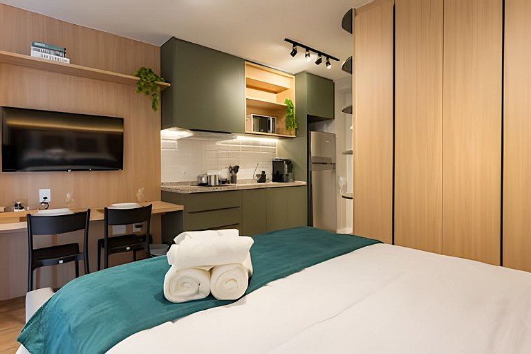 Cama Queen em andar alto próx do Allianz Parque