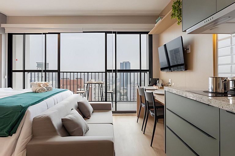 Cama Queen em andar alto próx do Allianz Parque