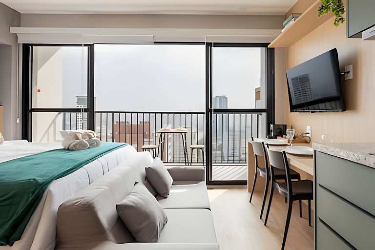 Cama Queen em andar alto próx do Allianz Parque